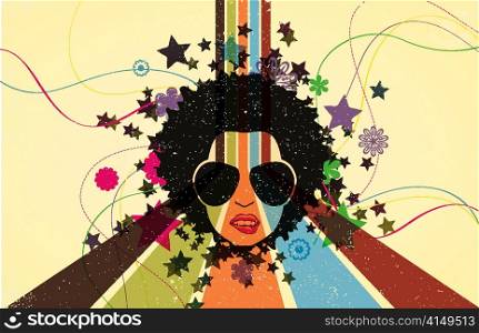 vector retro background with funky face