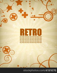 vector retro background with rays