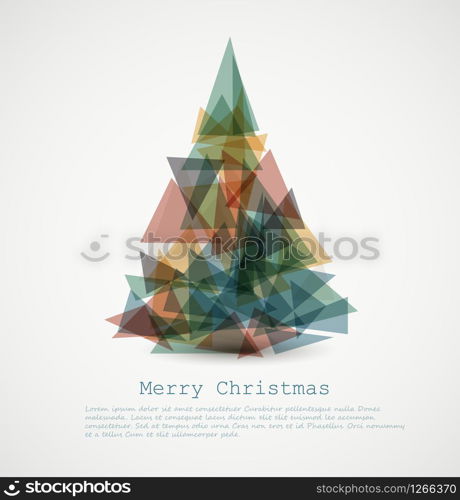 Vector retro card with abstract retro christmas tree