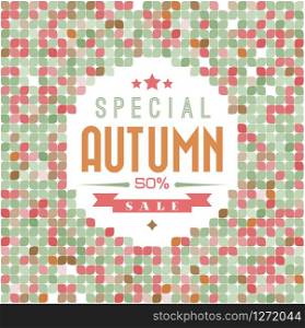 Vector Retro colorfull leafs texture with sample text (autumn sale)