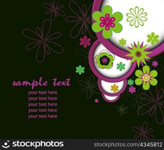 vector retro floral background with circles