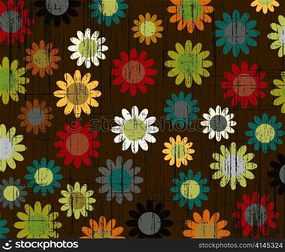 vector retro floral background with grunge