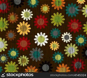 vector retro floral background with grunge