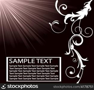 vector retro floral background with rays