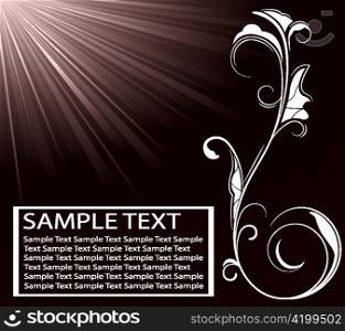 vector retro floral background with rays