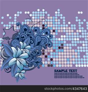 vector retro floral background with stars