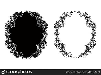 vector retro floral frame in two different styles