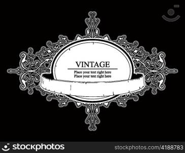 vector retro floral label with ribbon