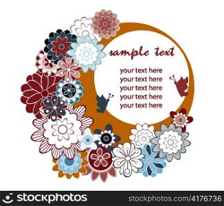 vector retro frame with floral