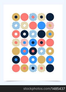 Vector Retro graphic design cover or poster with circle dot shapes. Cool vintage shape compositions. Music abstract vinyl disc.