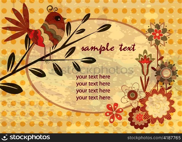 vector retro grunge background with floral