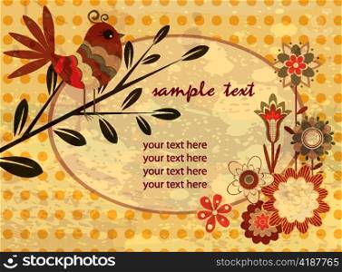 vector retro grunge background with floral