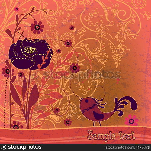 vector retro grunge floral background