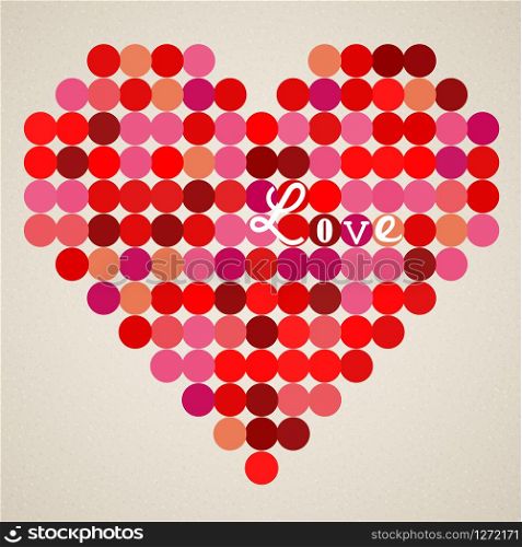 Vector retro heart made from color circles