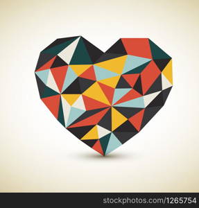 Vector retro heart made from color triangles