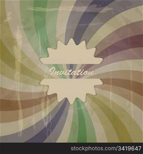 vector retro invitation on abstract background with grungy blots, old paper texture