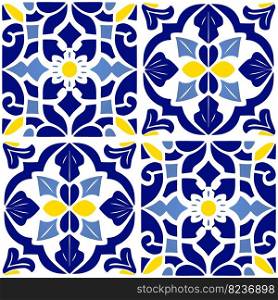 Vector Retro or Traditional Portuguese or Moroccan Style Flooring Tiles Seamless Surface Pattern for Background, Products or Wrapping Paper Prints.