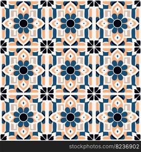 Vector Retro or Traditional Portuguese or Moroccan Style Flooring Tiles Seamless Surface Pattern for Background, Products or Wrapping Paper Prints.