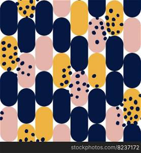 Vector Retro or Vintage Minimalist Geometric Shapes Abstract Seamless Surface Pattern.