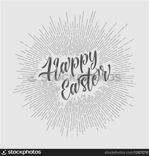Vector retro Paper card / poster with gray lettering Happy Easter - light version