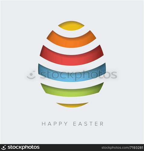 Vector retro Paper card / poster with striped easter eggs - papercut effect. Vector retro Paper easter egg card / poster
