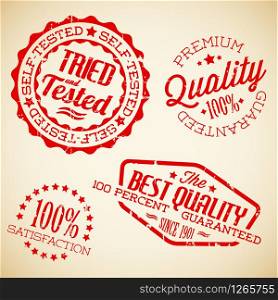 Vector retro red vintage stamps for quality