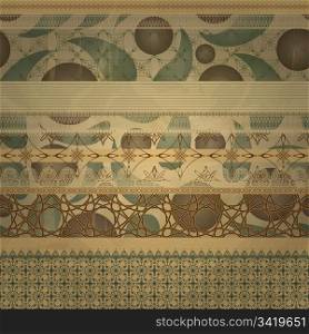 vector retro seamless patterns on abstract seamless background on old paper texture
