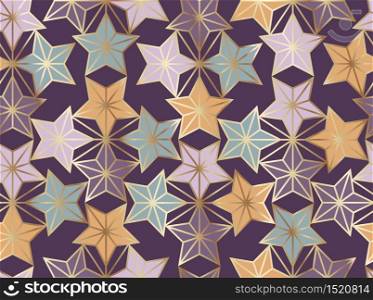 Vector Retro Style Japanese Paper or Textile Star Seamless Pattern