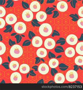 Vector Retro Vintage Japanese, Korean or Chinese Style Abstract Floral Seamless Surface Pattern for Products, Fabric or Wrapping Paper Prints.