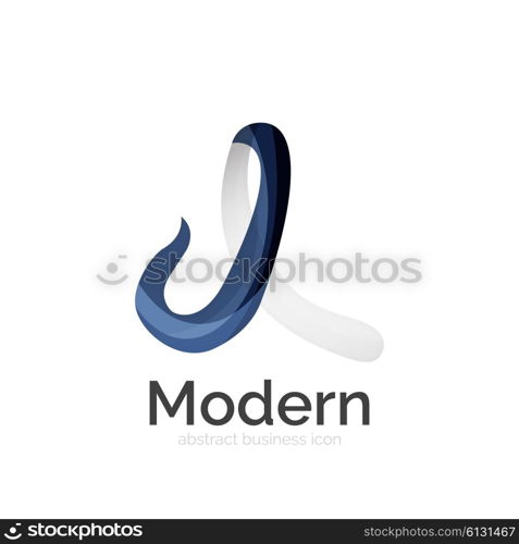 Vector ribbon logo. Vector ribbon abstract wavy logo isolated on white