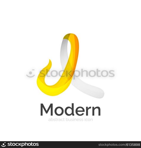 Vector ribbon logo. Vector ribbon abstract wavy logo isolated on white