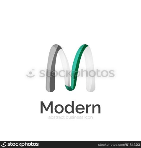 Vector ribbon logo. Vector ribbon abstract wavy logo isolated on white