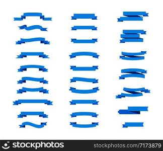 Vector Ribbons Banners isolated. Set of blue Tapes in flat design on white background. Blue Ribbons Banners collection. Vector illustration. Vector Ribbons Banners isolated. Set of blue Tapes in flat design on white background. Blue Ribbons Banners collection