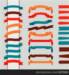 Vector ribbons in retro flat style for logos and emblems. Vector flat ribbons