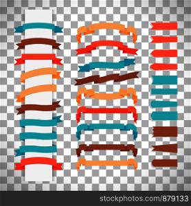 Vector ribbons in retro flat style isolated on transparent background. Retro style ribbons on transparent background