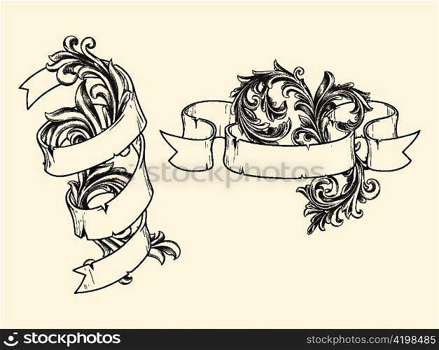 vector ribbons with floral