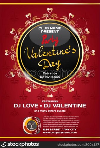 Vector rich night party valentine&rsquo;s day. Template poster graphic