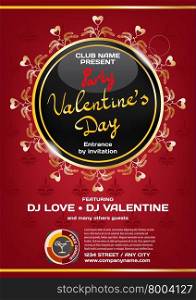 Vector rich night party valentine&rsquo;s day. Template poster graphic