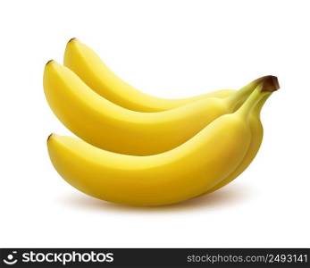 Vector ripe yellow banana bunch isolated on white background. Ripe banana bunch