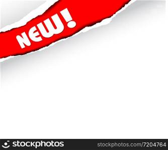Vector ripped paper - background for new items (red)