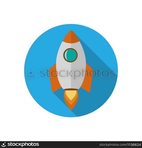 Vector rocket start up icon. Rocket flat design illustration