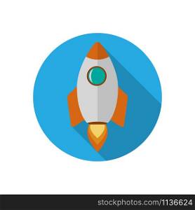 Vector rocket start up icon. Rocket flat design illustration