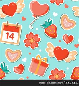 Vector romantic seamless pattern for Valentine&rsquo;s day in flat style.