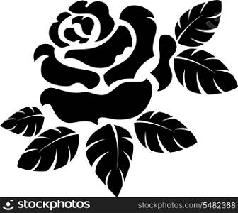 Vector rose silhouette isolated on white.