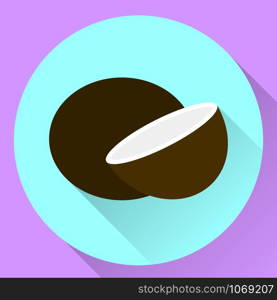 vector round flat icon coconut, violet, blue. vector round flat icon coconut