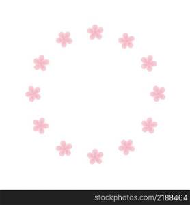 Vector round frame for decorating photos with flowers. Spring Japanese Sakura on a white background. Design element for a logo, poster, banner, or photo album