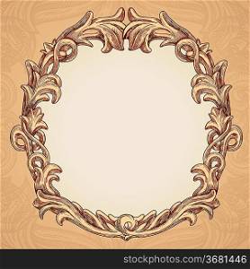 Vector round frame in vintage style - vector illustration