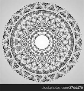 vector rounded vintage floral pattern, fully editable eps10 file, seamless brushes included