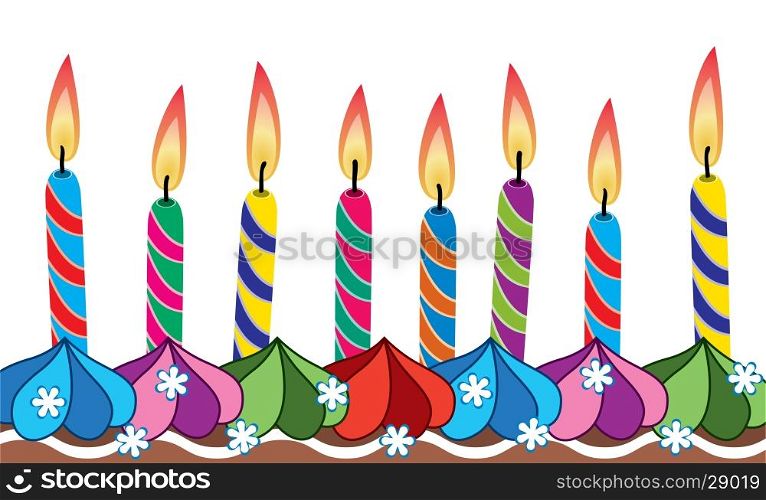 vector row of birthday candles on cake