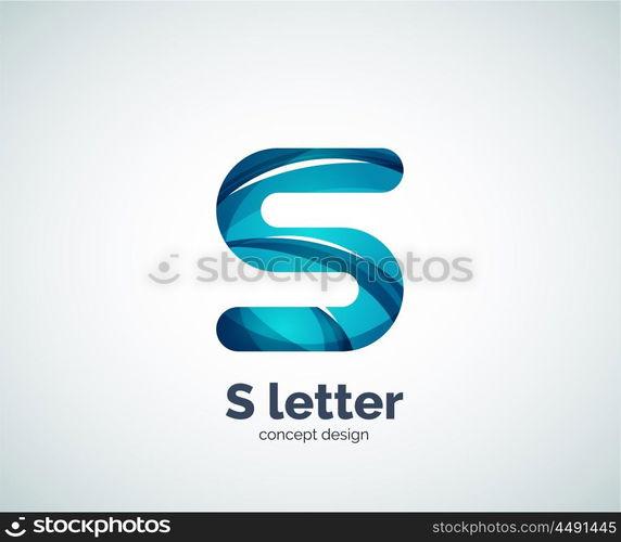 Vector S letter business logo, modern abstract geometric elegant design. Created with waves